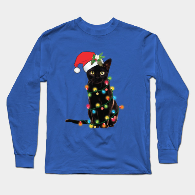 Santa Black Cat Tangled Up In Lights Christmas Santa Santa Cat