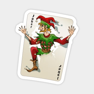 Joker Jumping out of the Playing Card Halloween Magnet