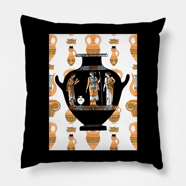 Red Figure Vase Pillow by TJWDraws