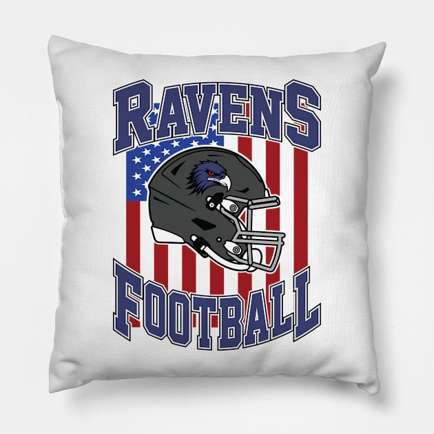 Retro Ravens Football Pillow by Cemploex_Art