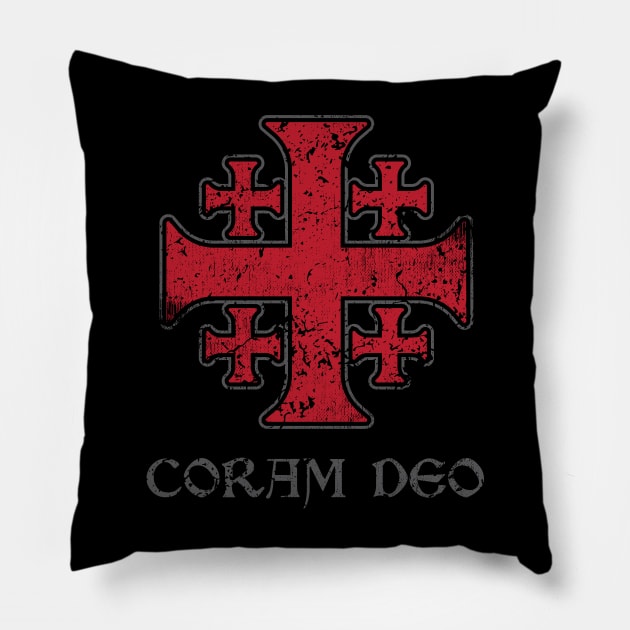 Coram Deo Jerusalem Cross Pillow by jfuqua