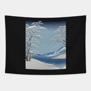 Ukiyo-e Japanese Art -Tranquil Snow-covered Landscape Tapestry