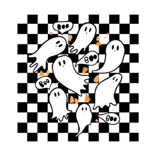 Black checkerboard ghost T-Shirt