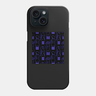 Blue woman-shaped comb on black background Phone Case