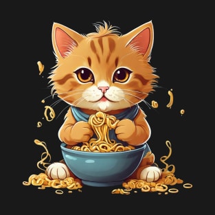 Cat eating noodles T-Shirt