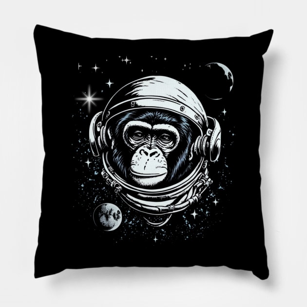 Space Ape, Chimps in space, galaxy explorer Pillow by Teessential