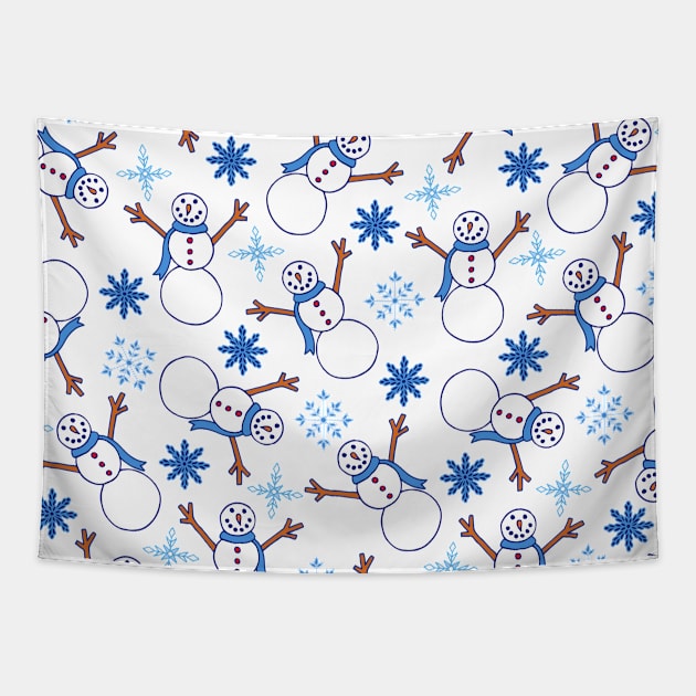 Snowmen and Snowflakes Pattern | Winter | Snow Pattern Tapestry by HLeslie Design