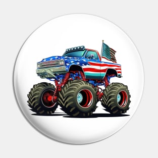 American Flag Monster Truck Pin