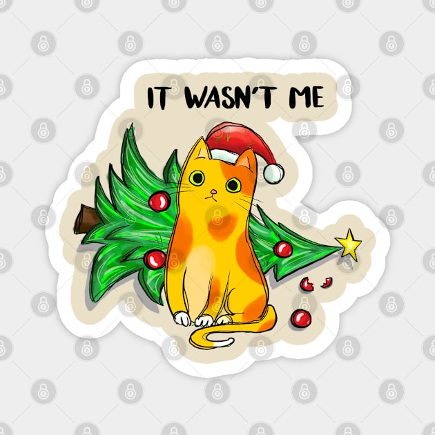 It Wasn't Me - Naughty Kitten Knocking Down The Christmas Tree Magnet by Pop Cult Store