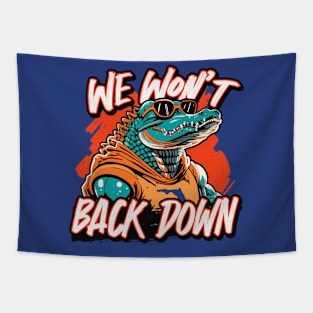 Retro We Won't Back Down // Blue and Orange Gator Gameday Tapestry