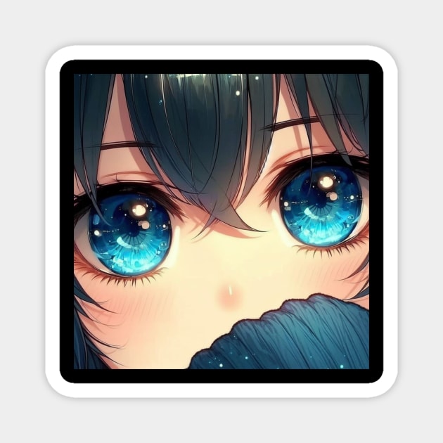 Anime Eyes - Sad Girl Blue Magnet by AnimeVision