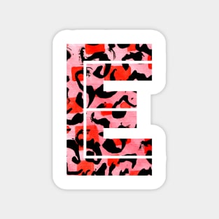 Abstract Letter E Watercolour Leopard Print Alphabet Red Magnet