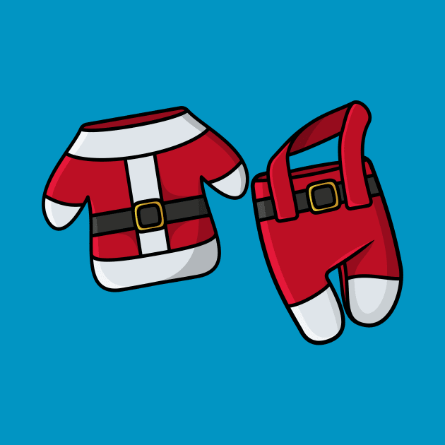 Red Kids Winter, Christmas suit with belt vector icon illustration. by AlviStudio