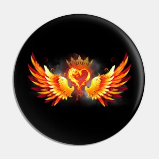 Heart With a crown in Flaming Wings Pin