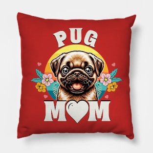 World's Best Pug Mom Retro Sunset Dog Lover Pillow