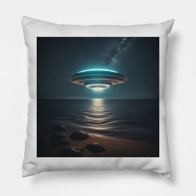 Above the sea Pillow by UFO CHRONICLES PODCAST