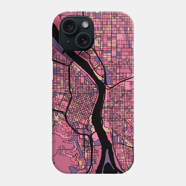 Portland Map Pattern in Purple & Pink Phone Case by PatternMaps