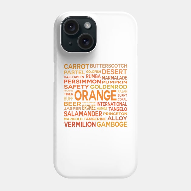 Word Cloud - Shades of Orange (White Background) Phone Case by inotyler