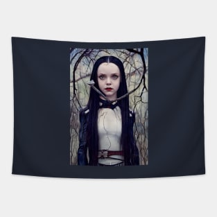 Wednesday Addams Anime Portrait Tapestry