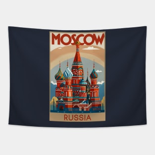 A Vintage Travel Art of Moscow - Russia Tapestry