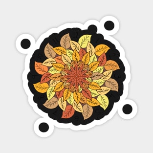 Leaf Pattern Clock Fall Autumn Mandala Warm tones Magnet