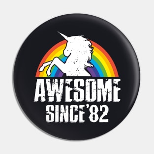 Unicorn Awesome Since 82 Love Rainbow Horse Pin