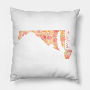 Maryland Watercolor Flowers Pillow