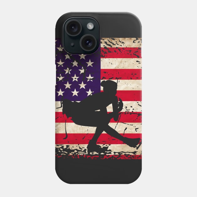 American Figure Skater Distressed Flag Phone Case by 4Craig