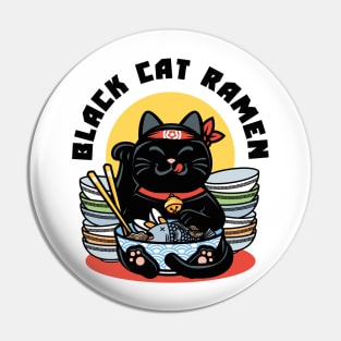 Good luck ramen, maneki neko japanese black cat Pin