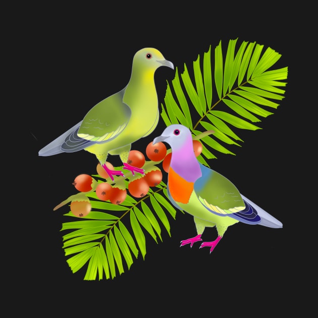 Pink-necked green pigeons by Naty Design Prague