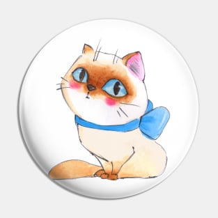 Cartoon Cat Watercolor Pin