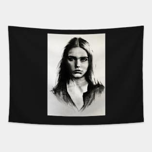 Cara, charcoal sketch Tapestry