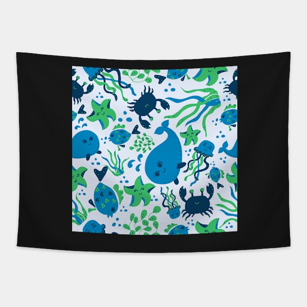 Aqua fun Tapestry by sarakaquabubble