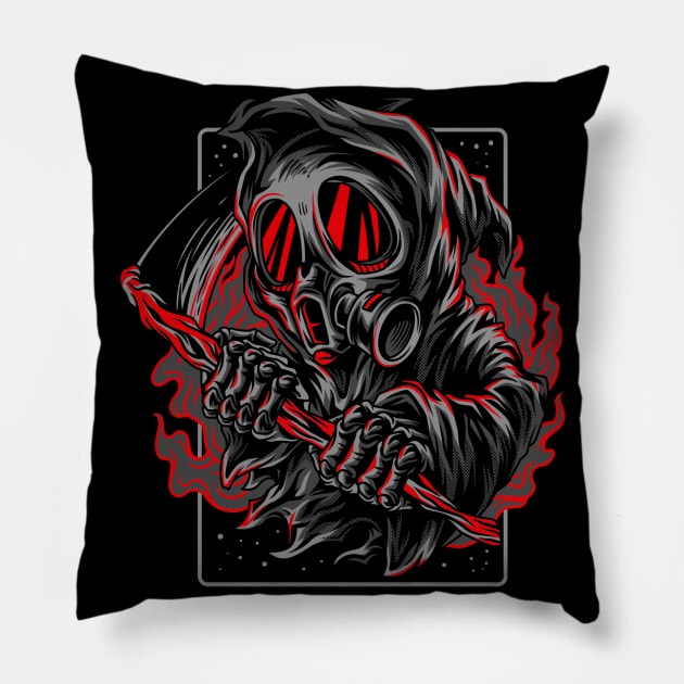 Reaper Scythe Smoke Red Pillow by BradleyHeal