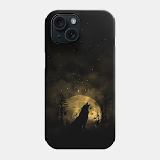 Stars and Moon - Wolf Howl Pagan Nature Phone Case