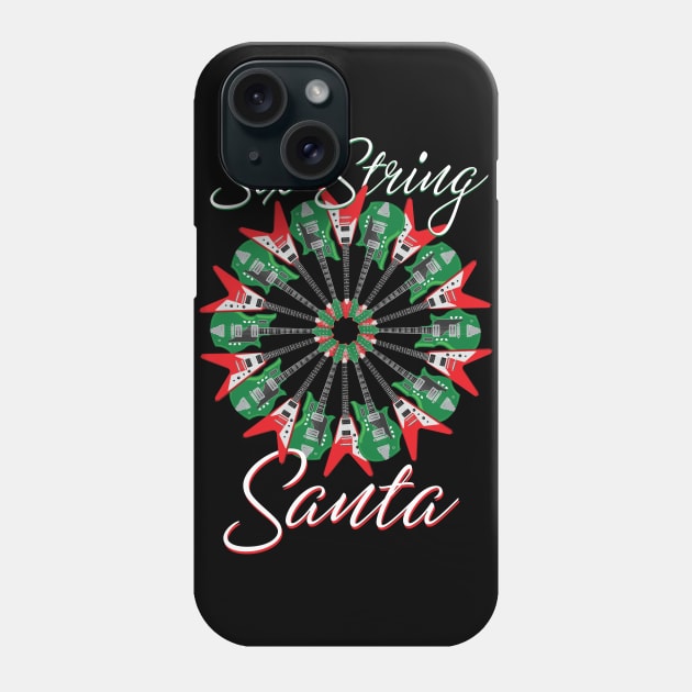 Gift for Guitarists Six String Santa Electric Guitar Wreath Gift Phone Case by Vector Deluxe