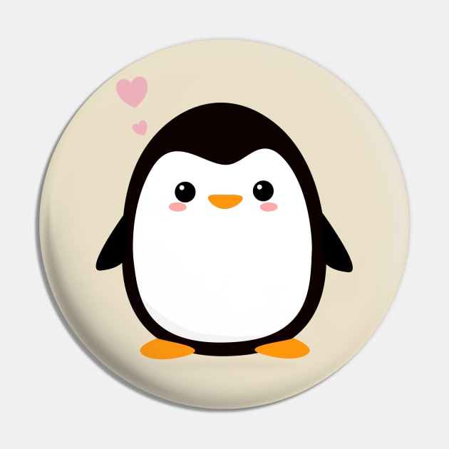 Kawaii Penguin T-Shirt Pin by happinessinatee