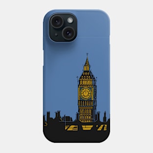 Big Ben London Silhouette Linocut Phone Case