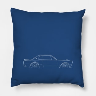 1972 Nissan Skyline KPGC10 - profile stencil, white Pillow