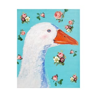 White goose and English roses T-Shirt