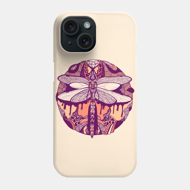 Peach Circle of the Dragonfly Phone Case by kenallouis