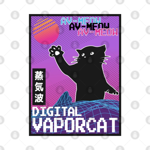 Vaporwave Aesthetic Style 80th Synthwave Cat by Kuehni