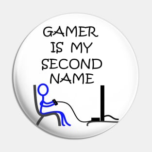 Stick Figure Video Gamer Pin