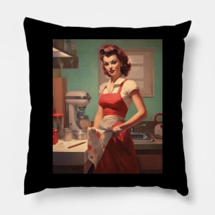 A Pin Up Girl in the Kitchen Pillow