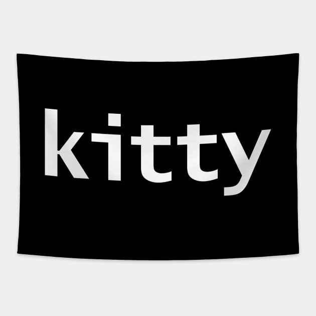 Kitty Minimal White Text Typography Tapestry by ellenhenryart