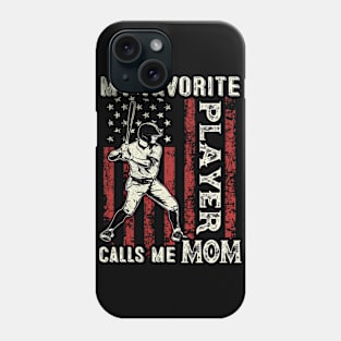 My Favorite Player Calls Me Mom US Flag Baseball Mom Gifts Mothers Day Phone Case