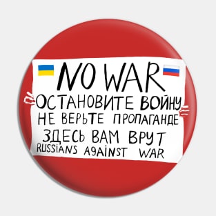 NO WAR Banner Hero Marina Ovsyannikova Tribute Pin