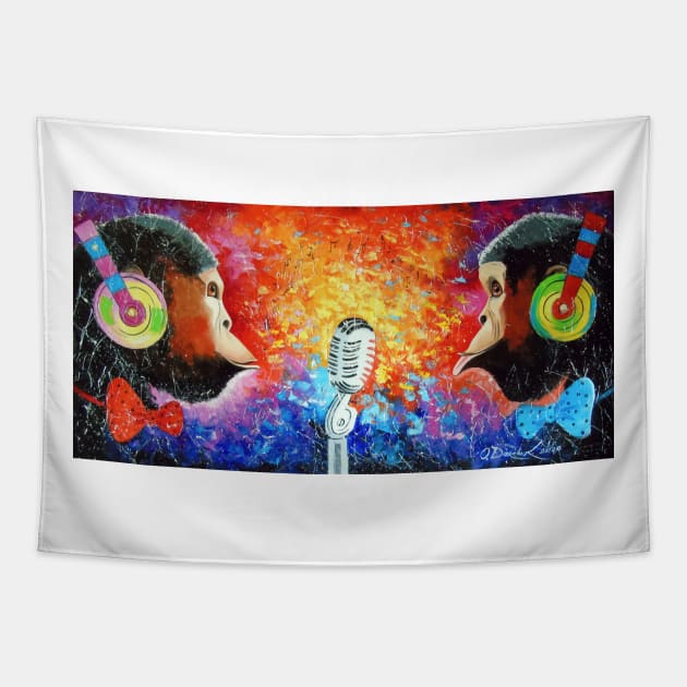 Song of monkeys music lovers Tapestry by OLHADARCHUKART