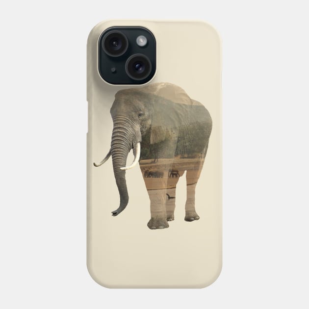 Elephant - double exposure - Africa Phone Case by T-SHIRTS UND MEHR