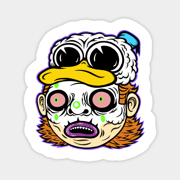 Duck Hat Skull Paint Mullet Dude Magnet by flynnryanart